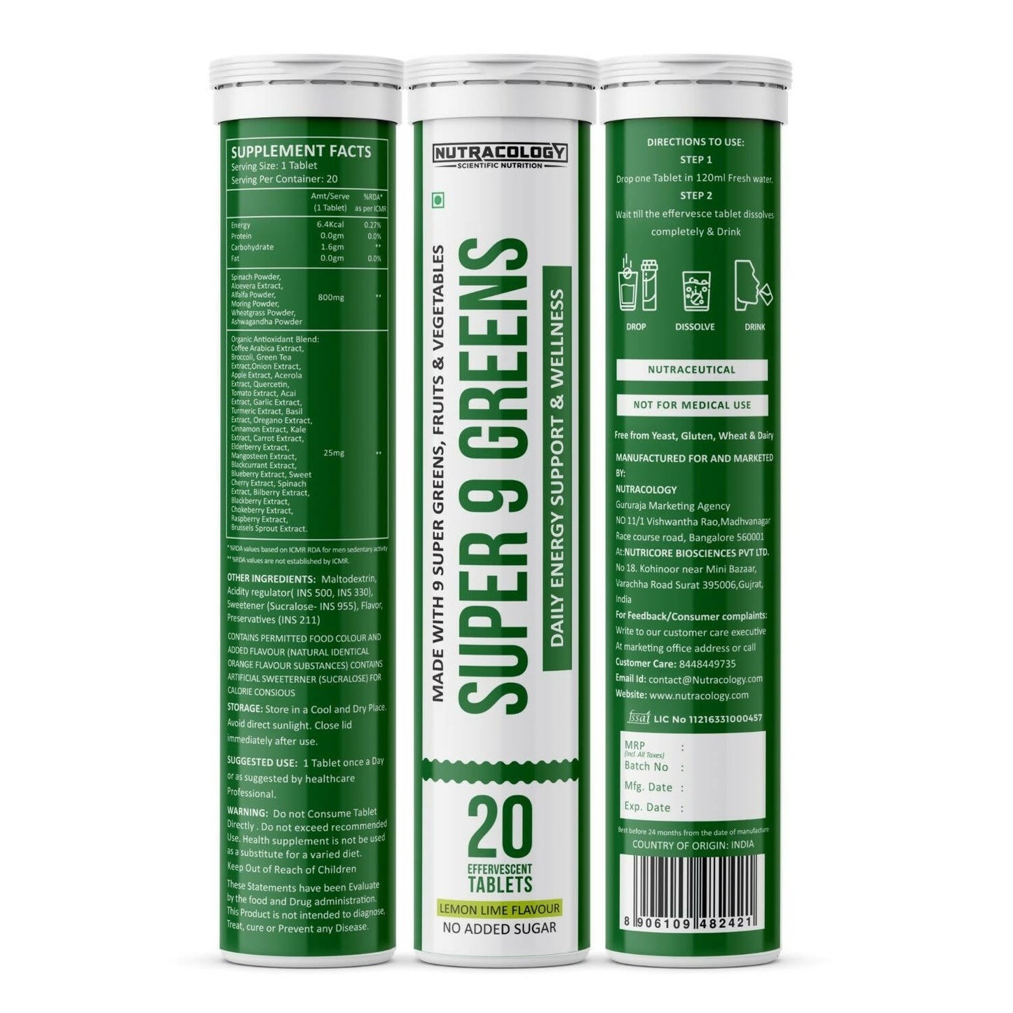 Nutracology Super 9 Greens Daily Wholefood Multivitamin For Immunity And Detox Plant - Swadesiicart