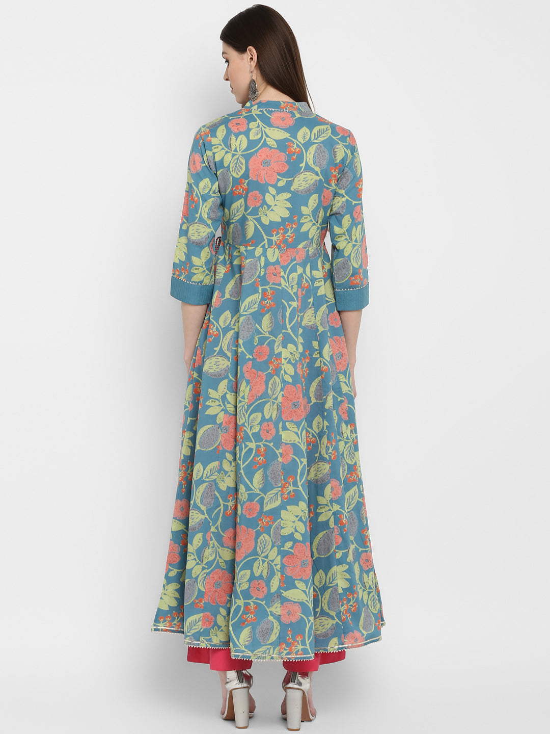 NOZ2TOZ Women Turquoise Blue Anarkali Kurta (1pc Set) - Swadesiicart