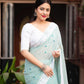 Blue Poly Georgette Ethnic Motifs Saree with Unstitched Blouse - Hiral Fashion | Swadesiicart