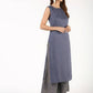 Aniyah Rayon Solid Pintucks Grey Kurta With Gold Print Palazzo Set (AN-153K)