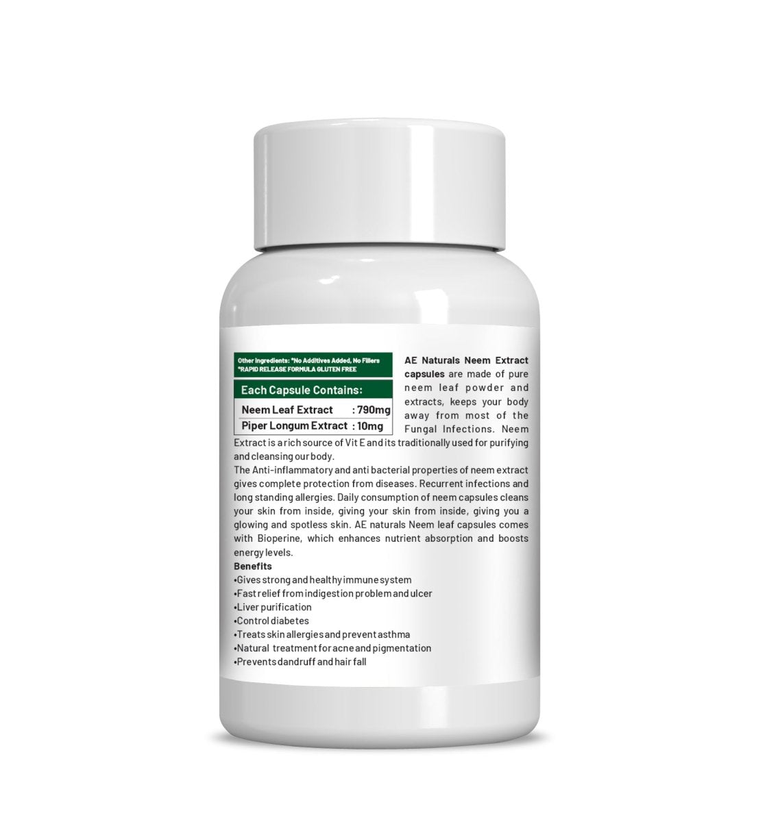 Ae Naturals Neem Extract Capsules - Swadesiicart