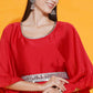 Women Republic Red Georgette Gown With Embellished Belt | Swadesiicart