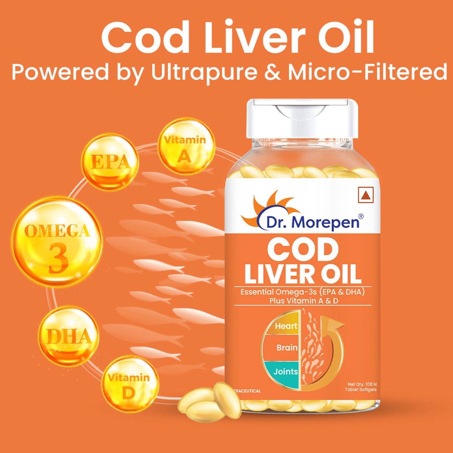 Dr. Morepen COD Liver Oil Softgels and Omega 3 Deep Sea Fish Oil Softgels Combo - Swadesiicart