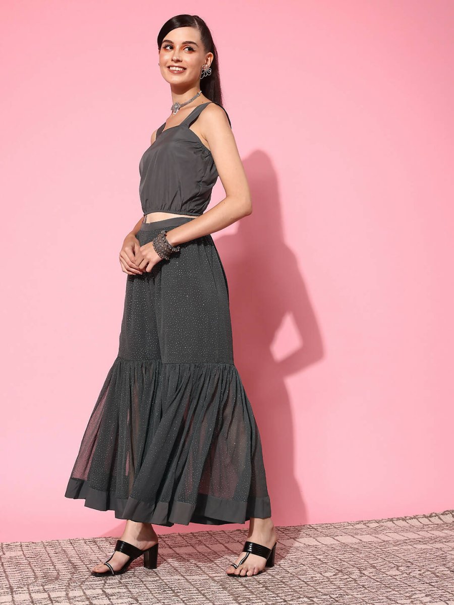 Ahalyaa Women's Traditional Wear Co-ods - Grey | Swadesiicart