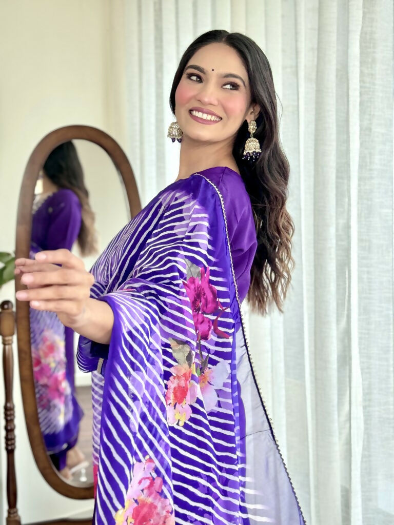 Blue Viscose Chanderi Stitched Suit With Dupatta - Tanisha | Swadesiicart