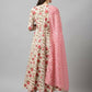 FIORRA Women's Beige Pure Cotton Flared Kurta Pant With Dupatta - Swadesiicart