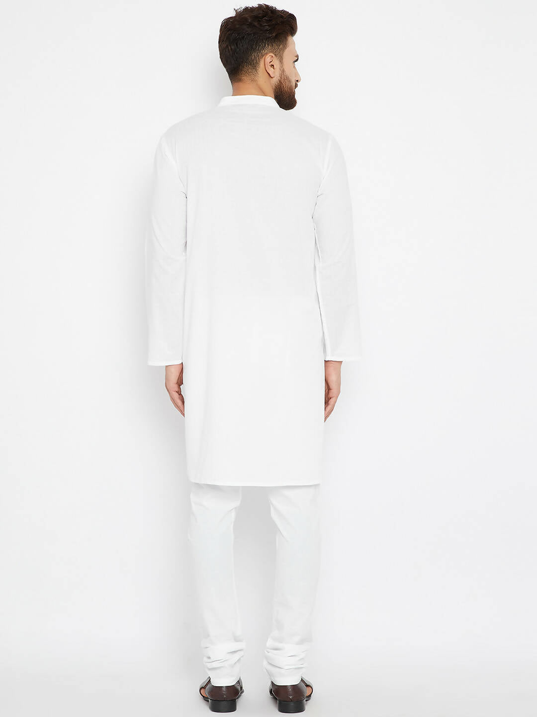 Even Apparels Band Collar White Pure Cotton Men's Kurta | Swadesiicart