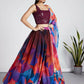 House of Panchhi Multi colour Organza Abstrack design digital print Semi-Stitched Lehenga choli & Dupatta | Swadesiicart