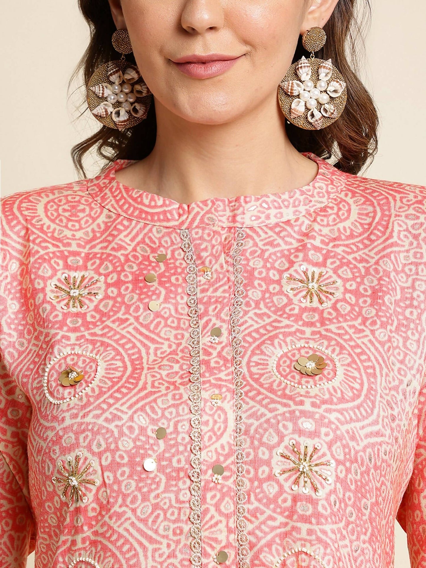 Peach Chiffon Paisley Printed Top - Himanshi - Swadesiicart