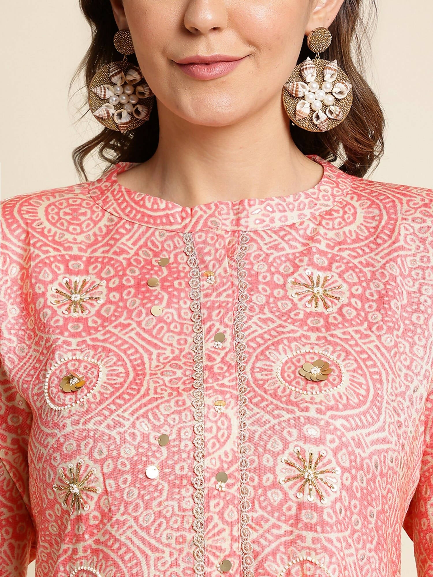 Peach Chiffon Paisley Printed Top - Himanshi - Swadesiicart