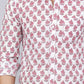 Miravan Men's White & Pink Spread Collar Floral Print Shirt | Swadesiicart