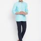 Even Apparels Pure Cotton Men's Kurta in Blue Color With Band Collar | Swadesiicart