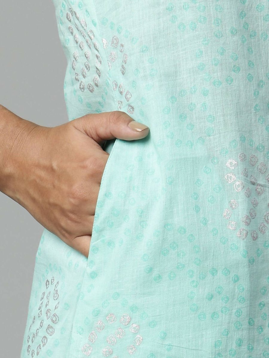 Ahalyaa Womens Summer Blue Color Pure Cotton Printed Kurtas | Swadesiicart