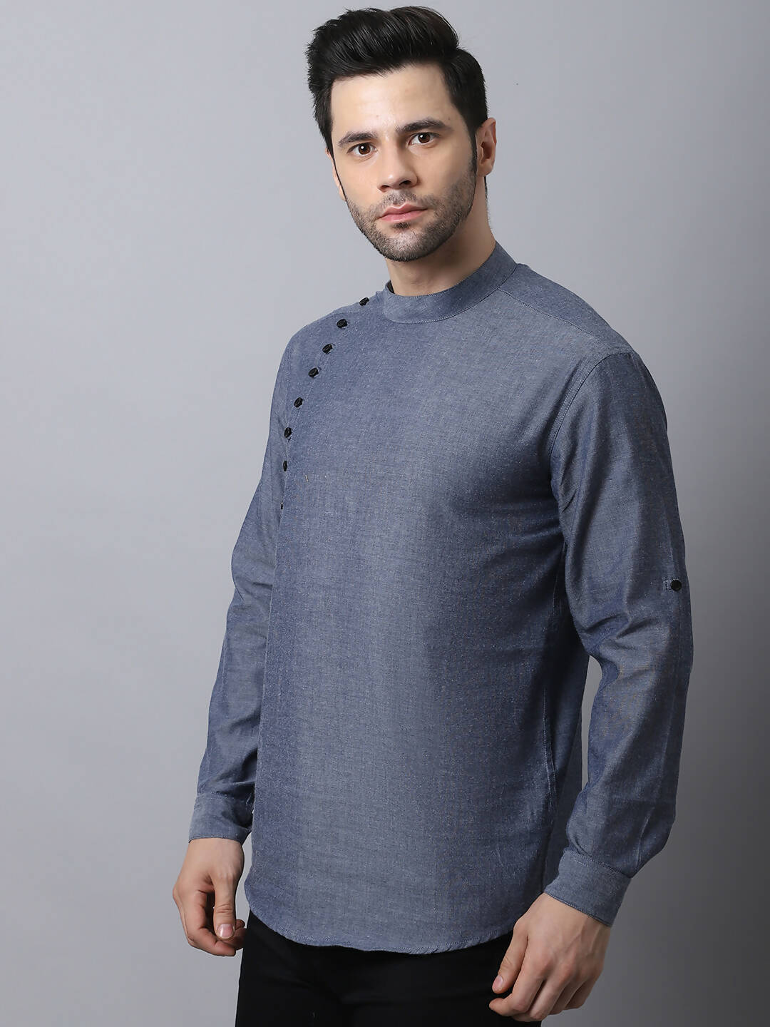 Even Apparels Grey Pure Cotton Men's Kurta With Side Placket | Swadesiicart