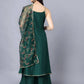 Myshka Women Green Ethnic Motifs Yoke Design Panelled Kurti with Sharara With Dupatta | Swadesiicart