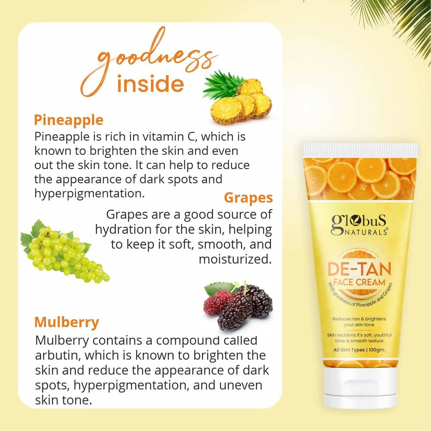 Globus Naturals De Tan Face Cream - Swadesiicart