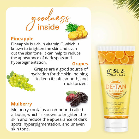 Globus Naturals De Tan Face Cream - Swadesiicart