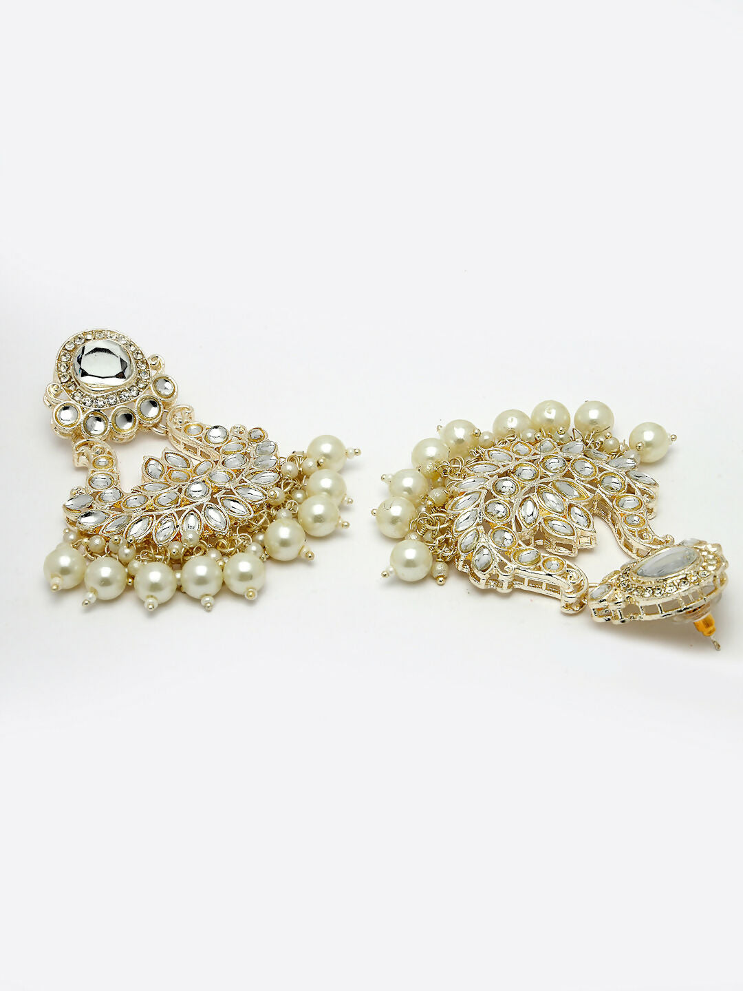 NVR Women Gold-Polished Kundan Chandbali Earrings | Swadesiicart