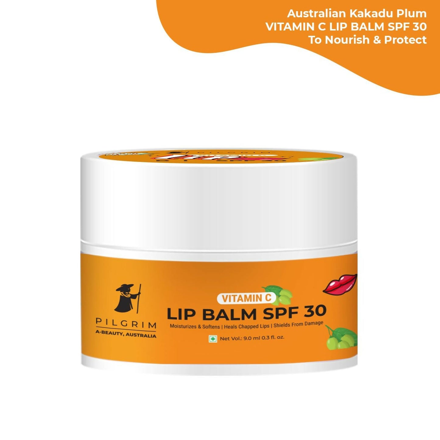 Pilgrim Vitamin C Lip Balm SPF 30 with Australian Kakadu Plum & Shea Butter For Smooth Soft Lips, Soothing & Hydrating Dry & Chapped Lips - Swadesiicart