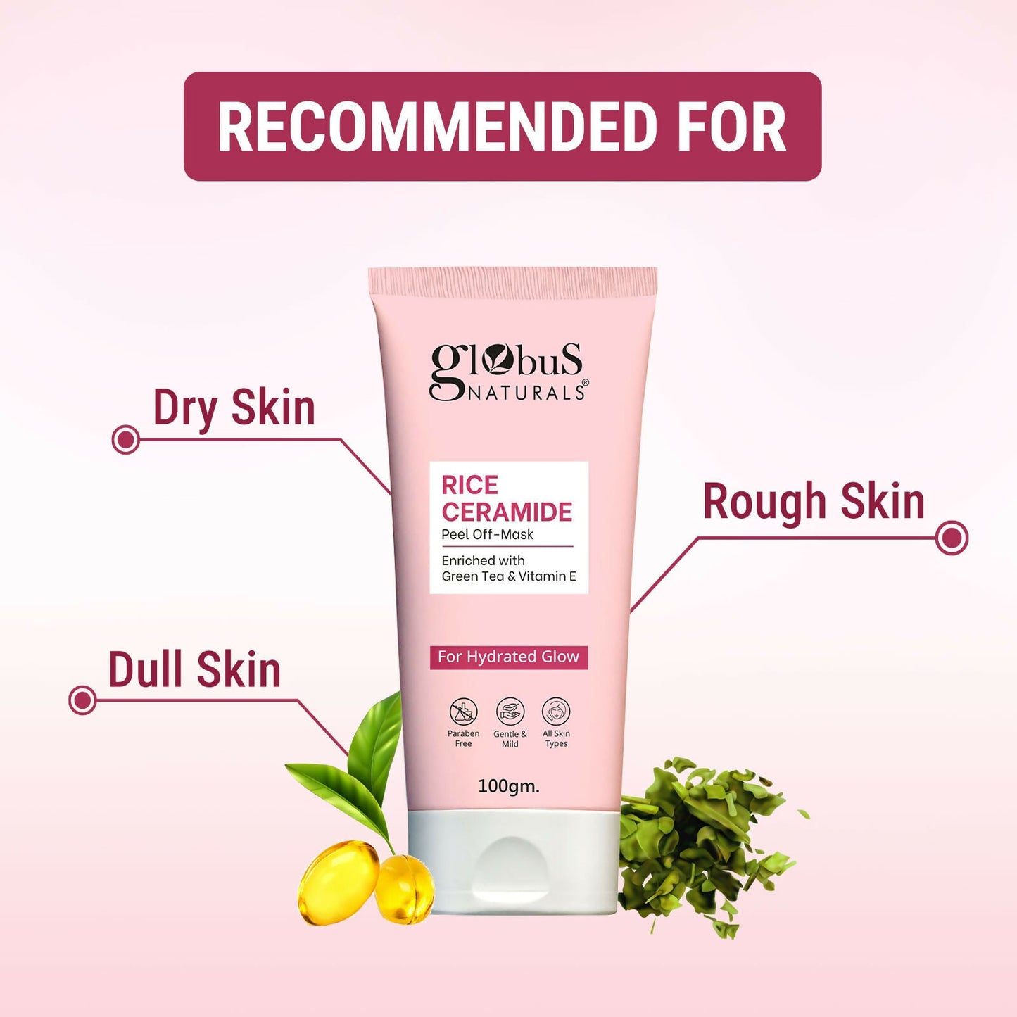 Globus Naturals Rice Ceramide Peel Off Mask, For Hydrated Glow Skin | Swadesiicart
