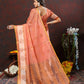 Lorenvalley Fashion Peach Cotton with Woven Design Zari Weaving Saree - Swadesiicart