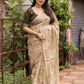 Olive Pure Linen Ethnic Motifs Saree with Unstitched Blouse - Hiral Fashion | Swadesiicart
