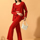 Myshka Women's Red Solid Coat With Trousers - Swadesiicart