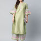 Ahalyaa Women's Light Green Poly Silk Gold Printed Kurta Palazzo Set | Swadesiicart
