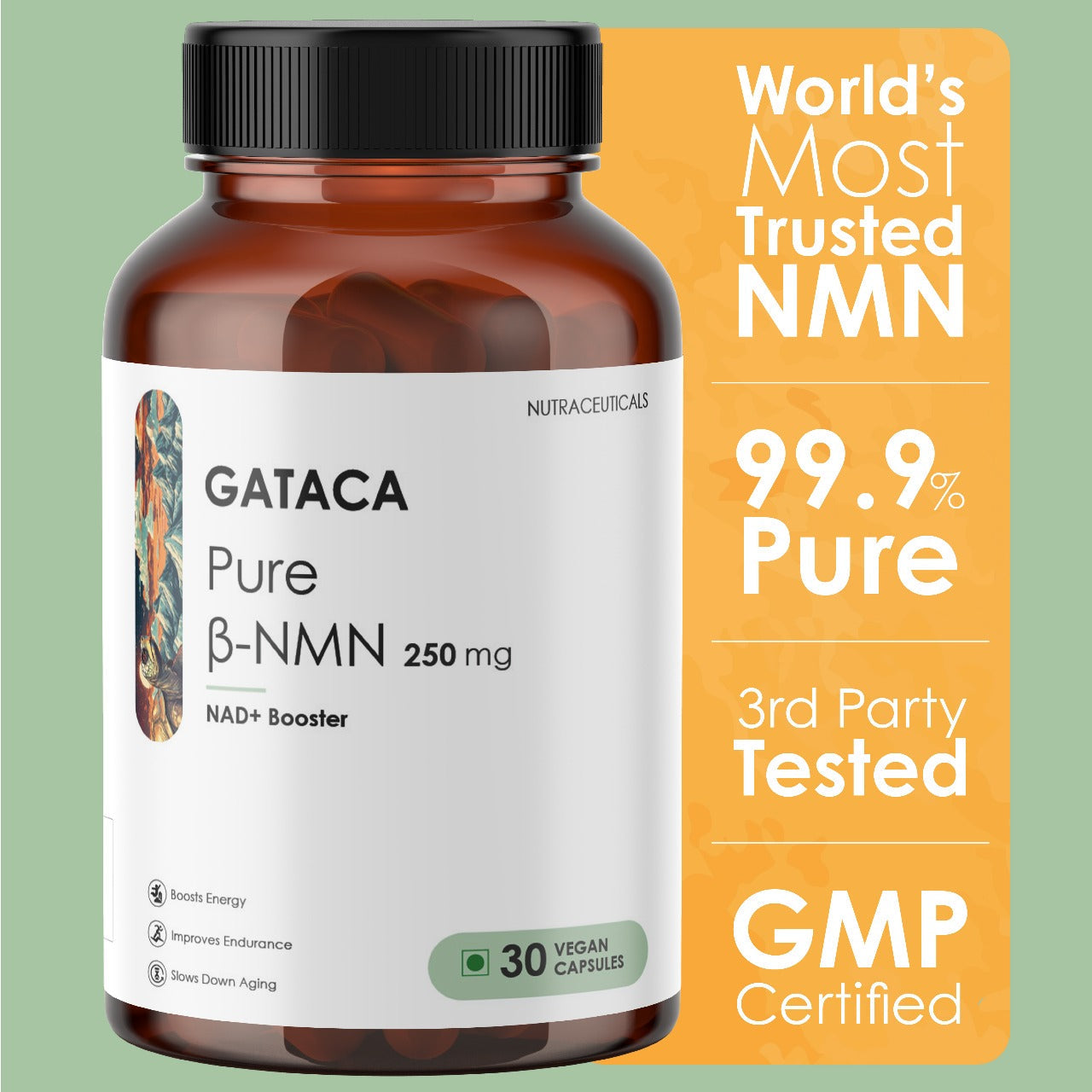 GATACA Pure β-NMN -  250 mg Capsules, Backed by 21 Patents | Swadesiicart