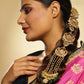 Gold-Polished Green Kundan Stone-Studded Head Chain - Ruby Raang | Swadesiicart