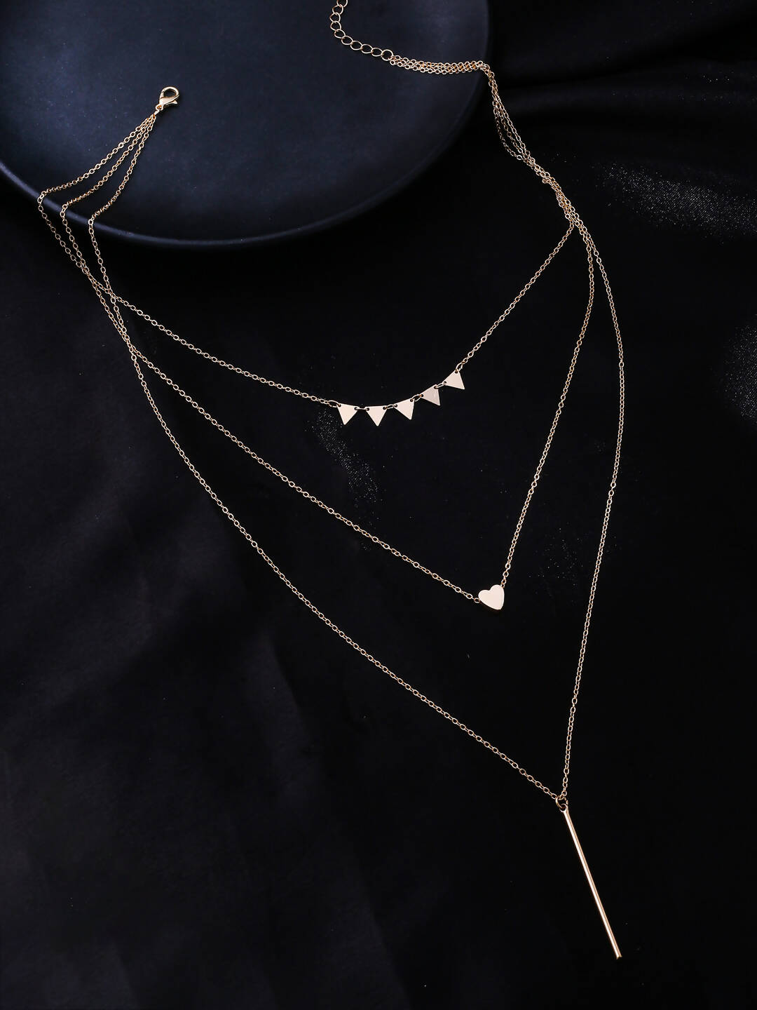 NVR Women's 3 Layered Gold-Polished Minimal Layered Necklace | Swadesiicart