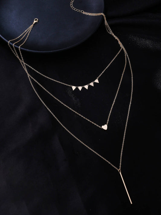 NVR Women's 3 Layered Gold-Polished Minimal Layered Necklace | Swadesiicart