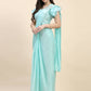 Light Blue Silk Satin Sequence Work Ready to Wear Saree with stitched Blouse - Nirvana | Swadesiicart