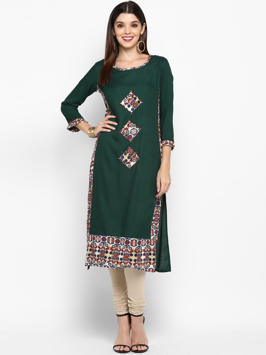 NOZ2TOZ Women's Green Printed Kurta- (1pc set) - Swadesiicart