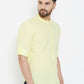 Even Apparels Yellow Color Band Collar Pure Cotton Men's Kurta | Swadesiicart