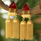 Joban Fashion Women Red Stone Matte Gold Jhumka | Swadesiicart