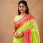 Exclusive Collection Light Green Beautiful Khadi Cotton Handloom Saree - Swadesiicart