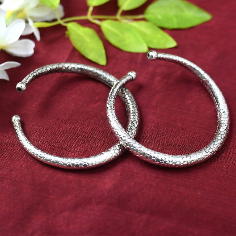 Mominos Fashion Kamal Johar Oxidised Silver Plain Kadiyam Anklets | Swadesiicart