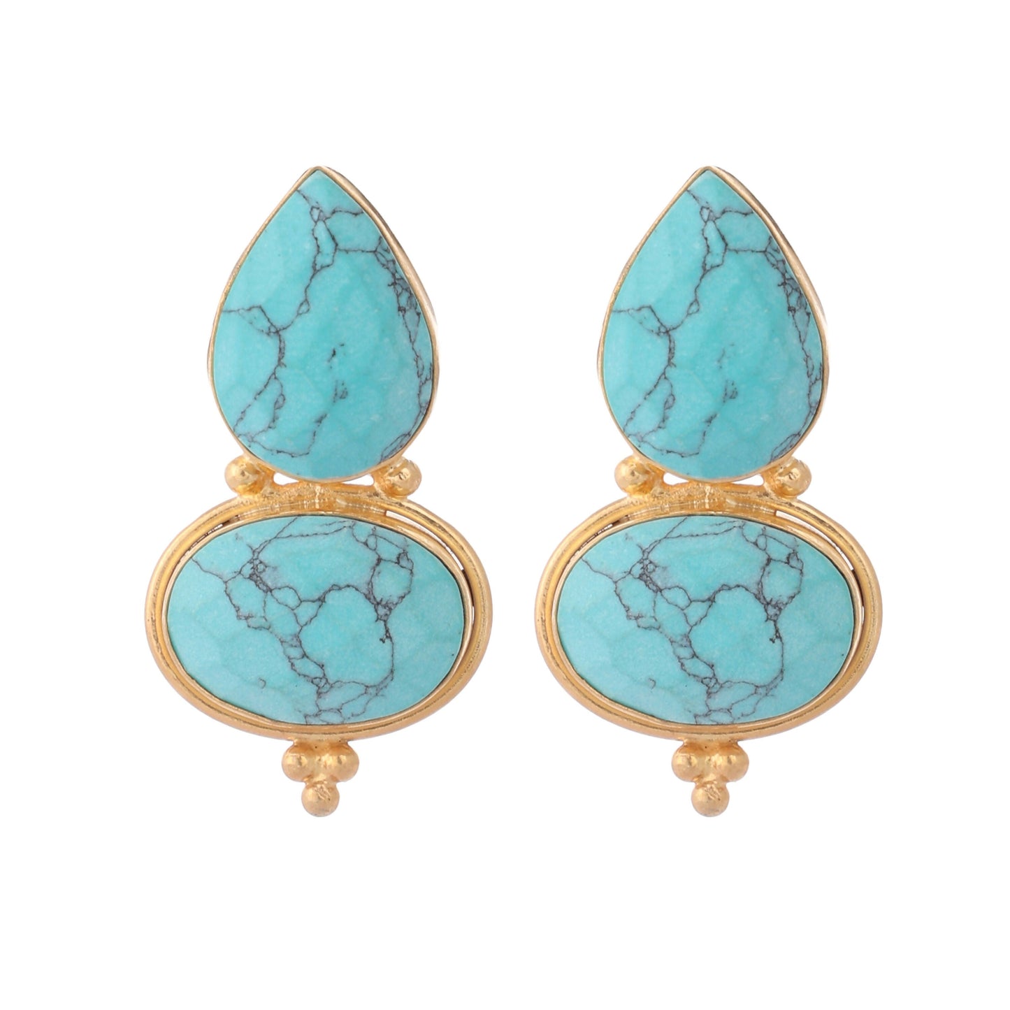 Nuyug 22K Gold Plated Turquoise Embrace Earrings | Swadesiicart