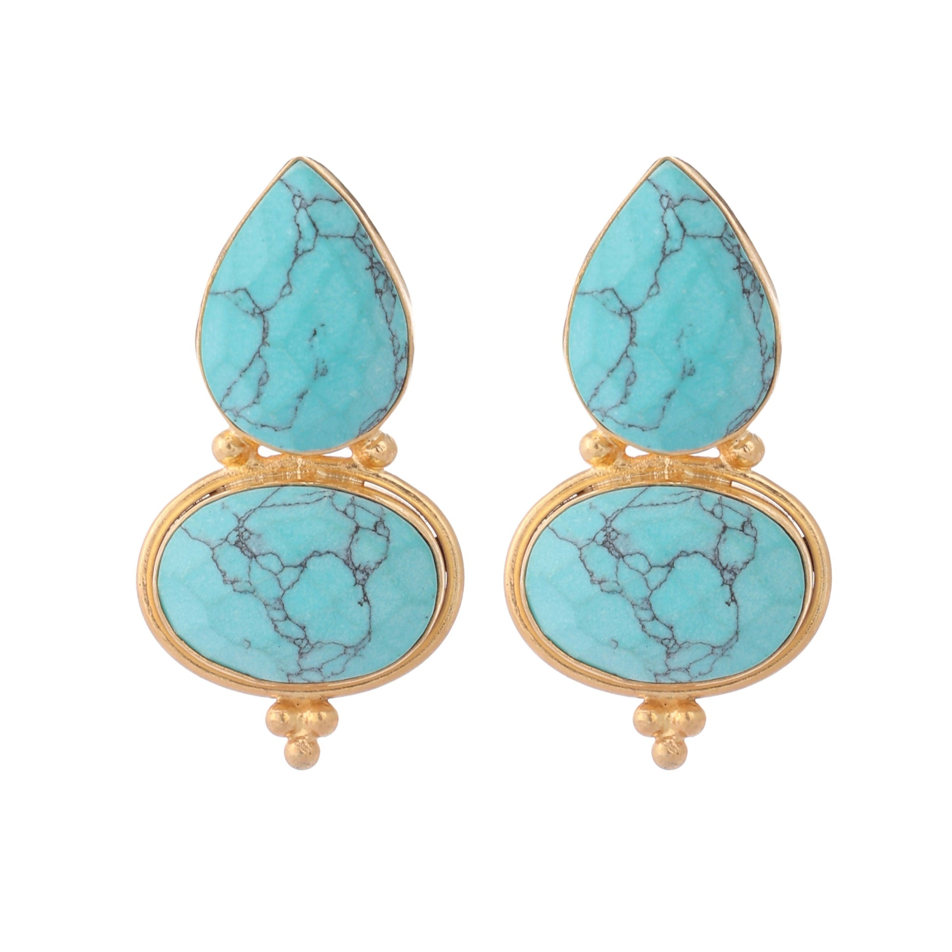 Nuyug 22K Gold Plated Turquoise Embrace Earrings | Swadesiicart