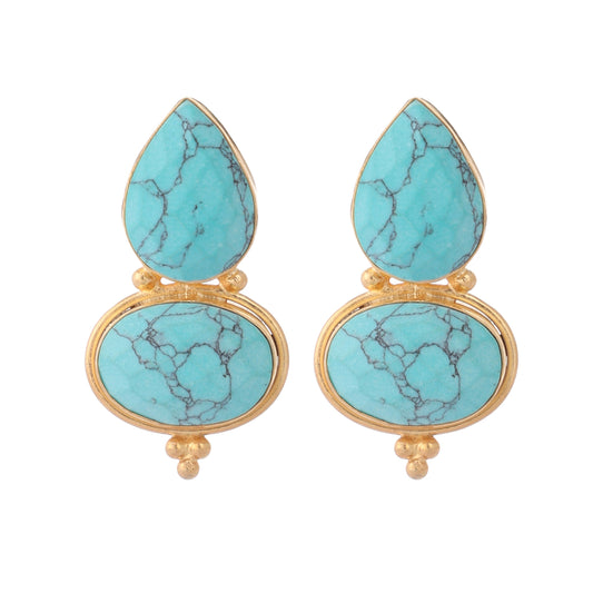 Nuyug 22K Gold Plated Turquoise Embrace Earrings | Swadesiicart
