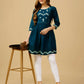 Jyoti Fashion Women's Blue Viscose Rayon Embroidered Casual Top | Swadesiicart