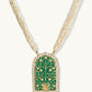 Nuyug 22K Gold-Plated Pearl Beaded Strings Green Enamel Pendant with Floral Motifs Necklace Set | Swadesiicart