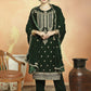 Jyoti Fashion Women's Green Velvet Cording with Resham Thread & Sequin Kurta with Trouser & Dupatta | Swadesiicart