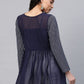 Ahalyaa Women Navy Blue Georgette Khari Print Tunic | Swadesiicart