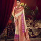 Vishnu Weaves Women's White Paithani Silk Saree with Blouse - Swadesiicart
