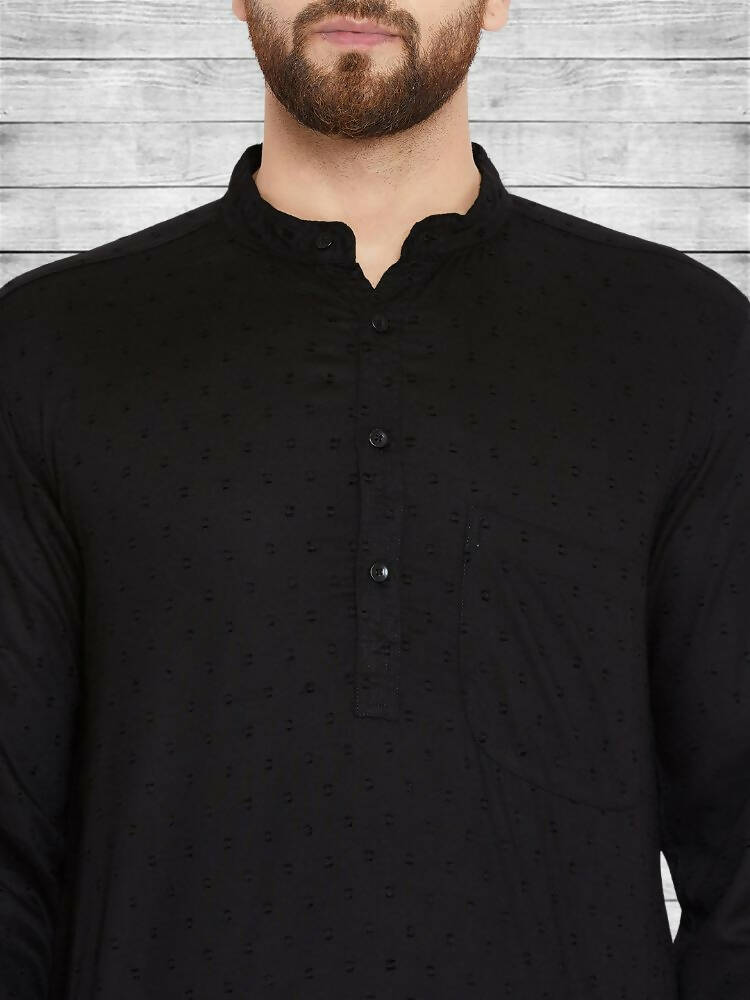 Even Apparels Pure Cotton Black Kurta - Black | Swadesiicart