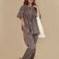 Breathables Women’S Loungewear Kaftan Cotton Aqua Blue Stripes Print Co-Ord Set