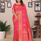 Joban Fashion Banarasi Pink Woven Soft Silk Saree | Swadesiicart
