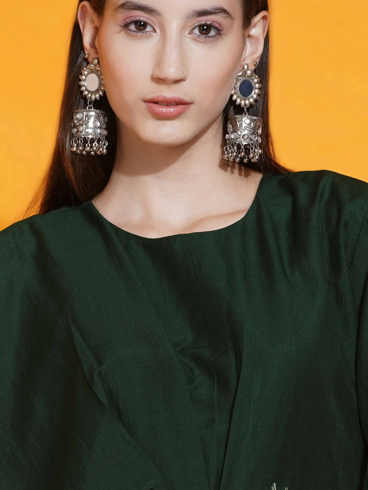 Women Republic Green Fusion Style Kurta With Hand Embellishment And Pants | Swadesiicart